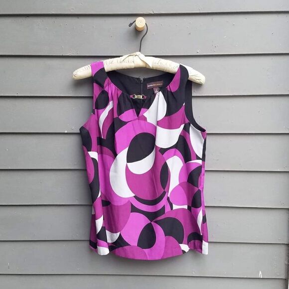 Dana Buchman Purple/Gray/Black Geometric Print Poly Shell -Med - Picture 5 of 5